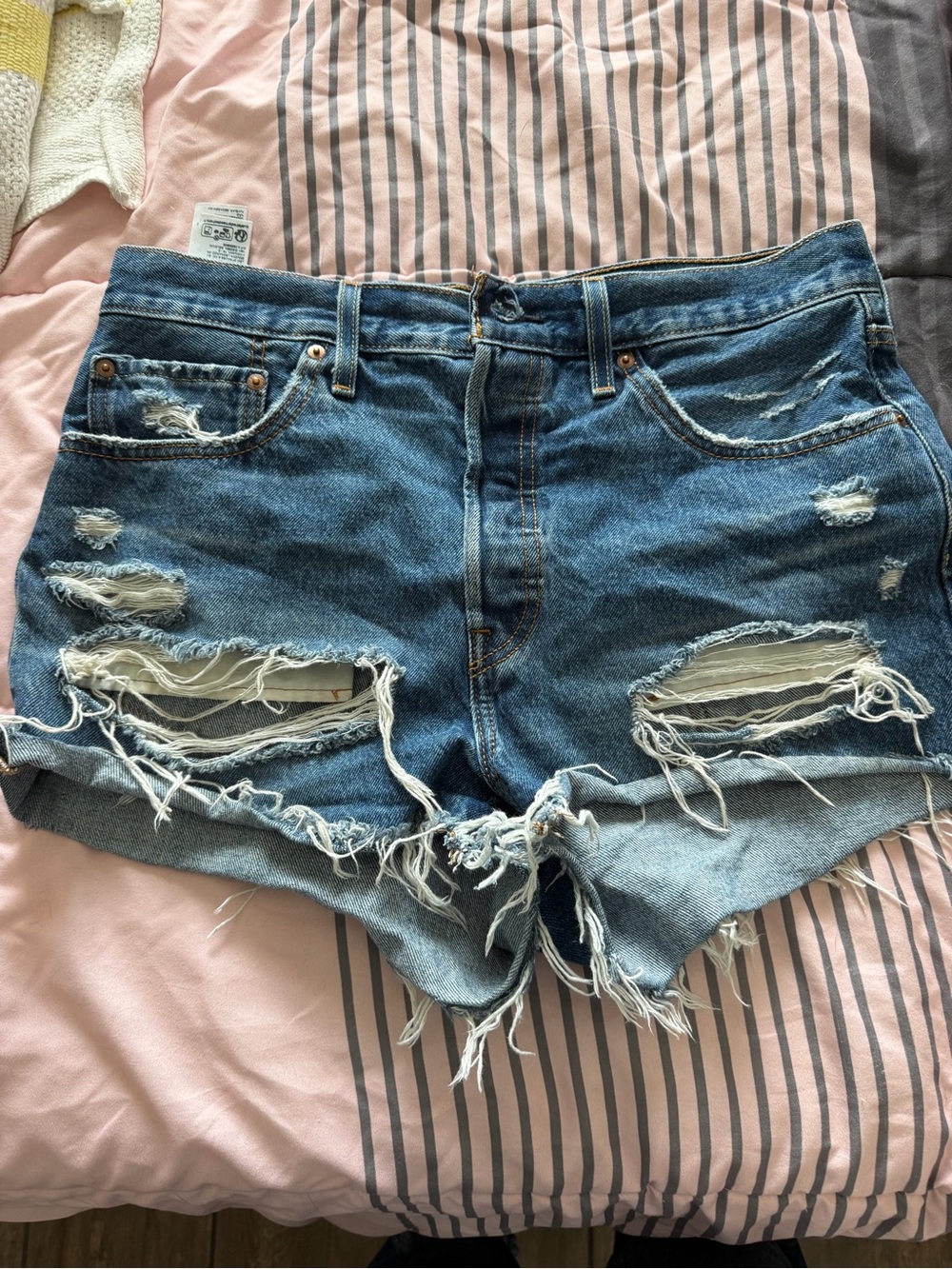Levi's Distressed Blue Denim Cutoff Shorts